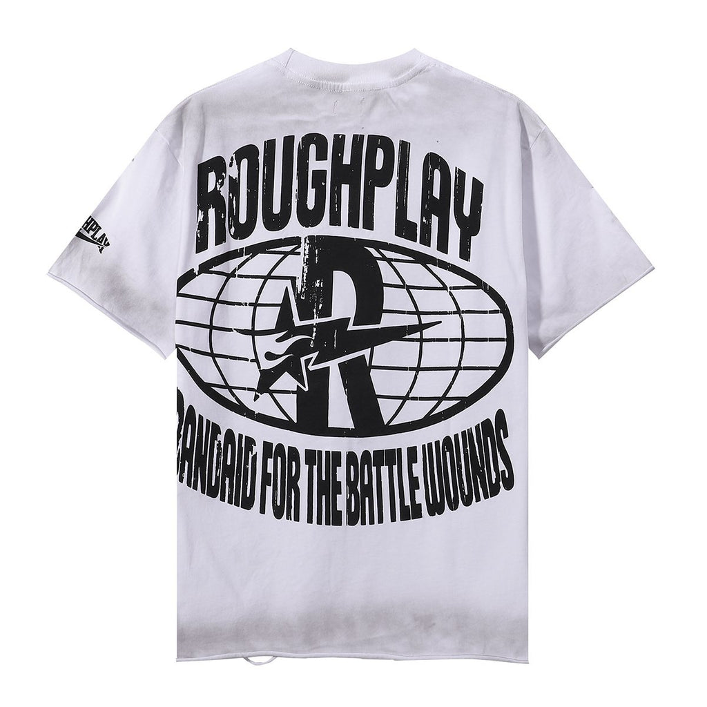 Rough Play Heart Skull Distressed Graphic T-Shirt — back