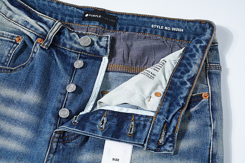 Purple Brand Paint Splatter Distressed Jeans — detail