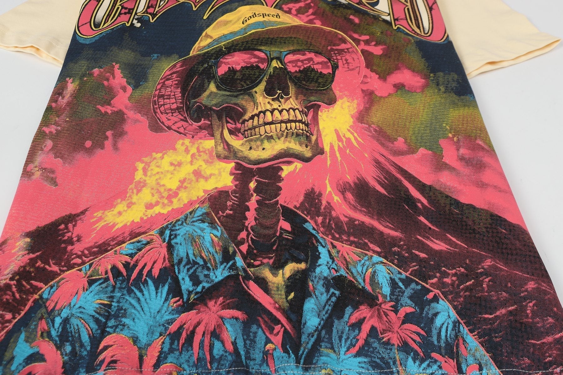 Godspeed Skull Volcano Graphic T-Shirt — detail