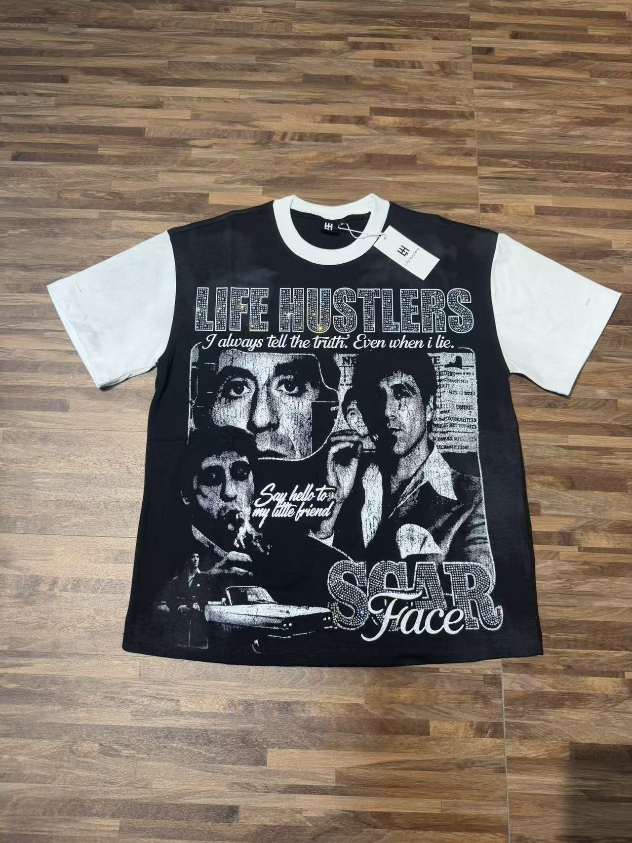Life Hustlere Scarface-Inspired Raglan Graphic T-Shirt — front