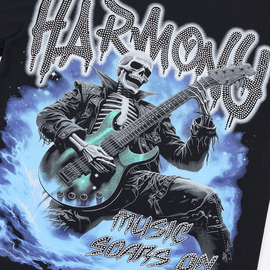 HARMONY Skeleton Guitar Graphic T-Shirt — detail