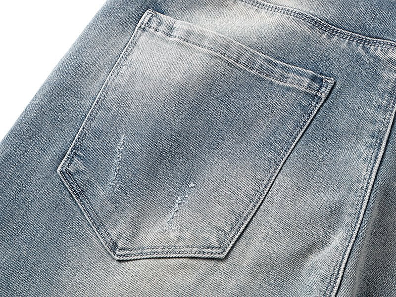 R+A Light Blue Distressed Jeans — detail