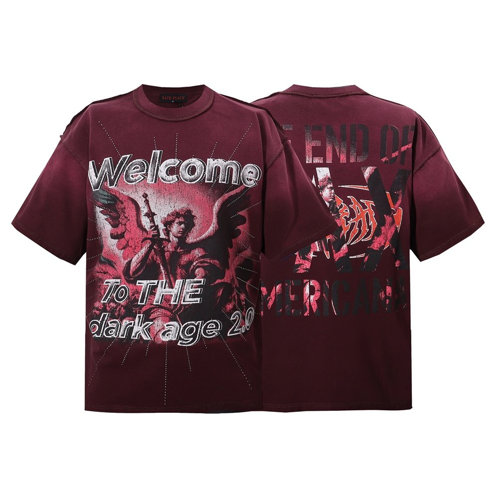 RARE PEACE Dark Warrior Angel Graphic Short-Sleeve T-Shirt — hero