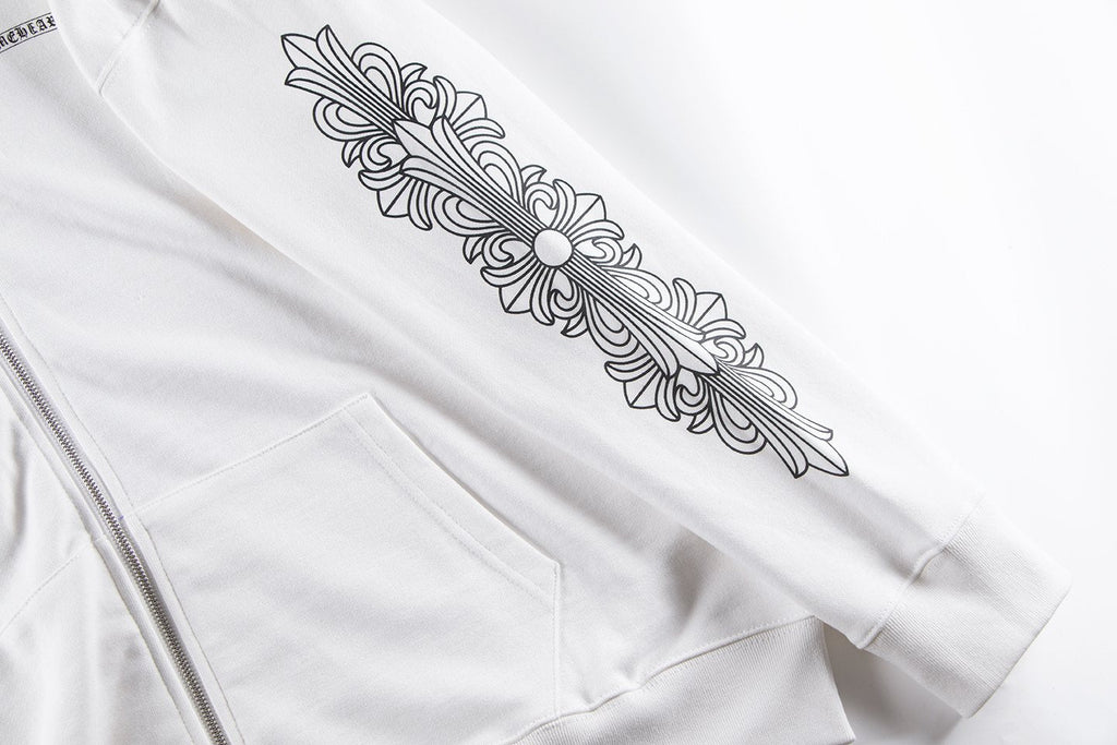 Chrome Hearts Horseshoe Cross Graphic Zip Hoodie — detail