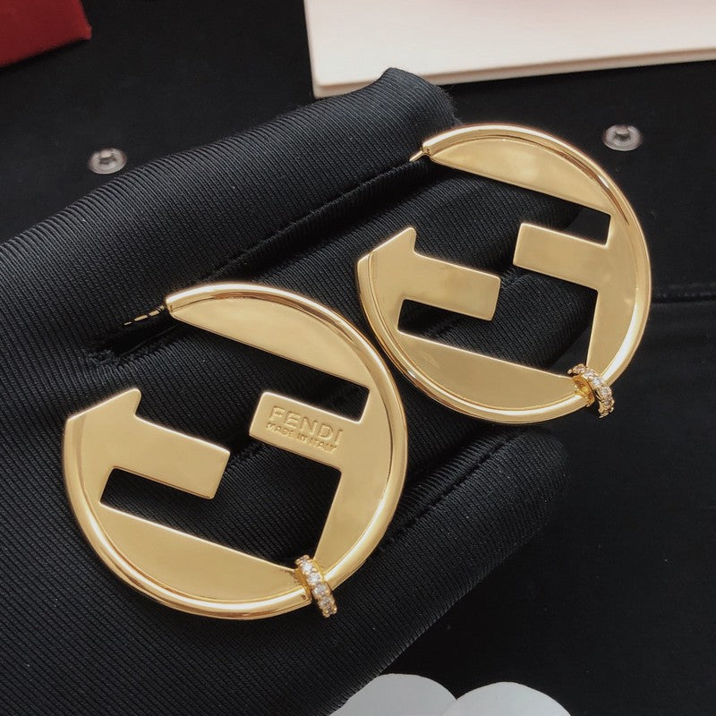 Fendi Big Round 18K Gold Earrings