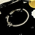 Chanel Pearl Chain Leather 18K Gold Necklace