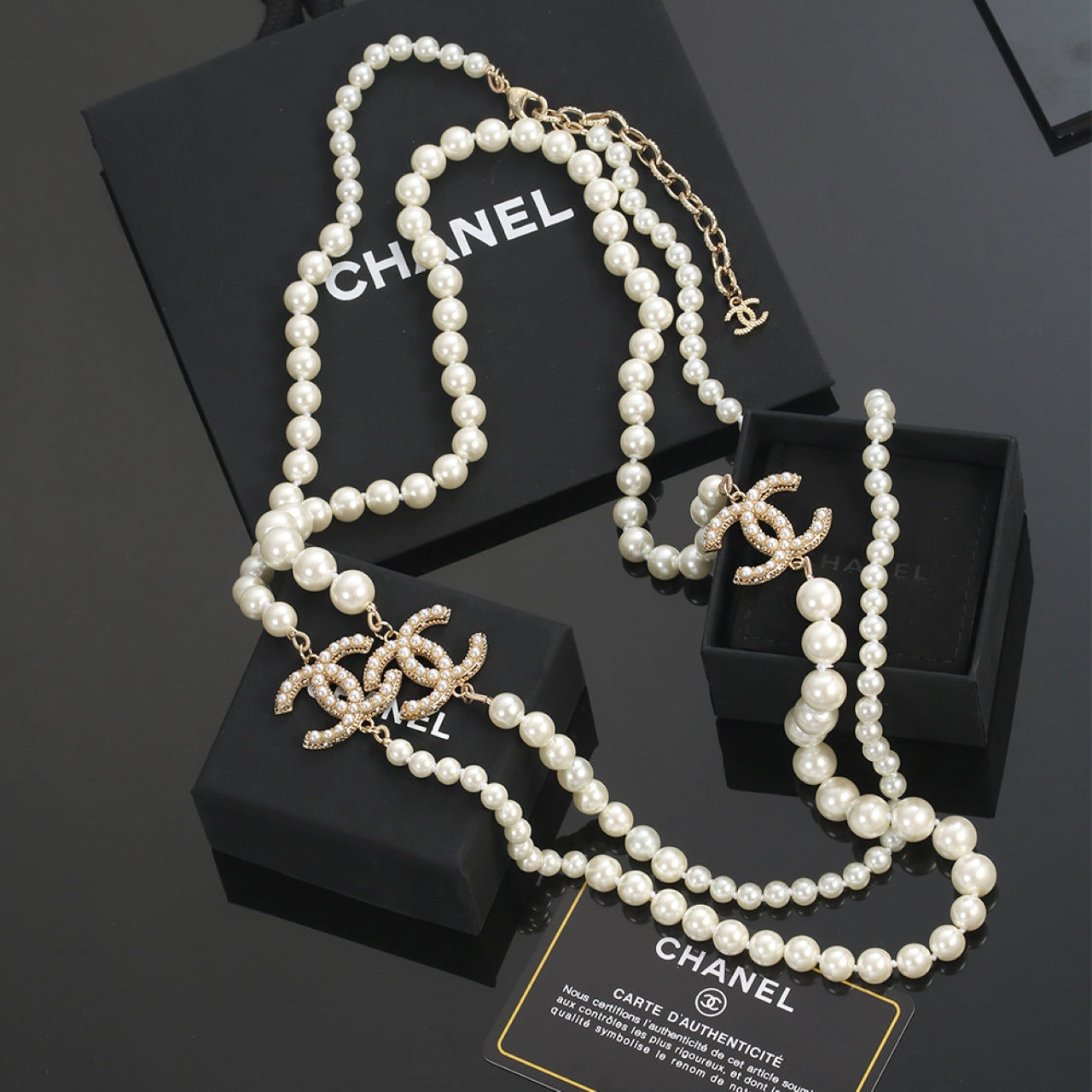 Chanel Long Pearls 18K Gold Necklace