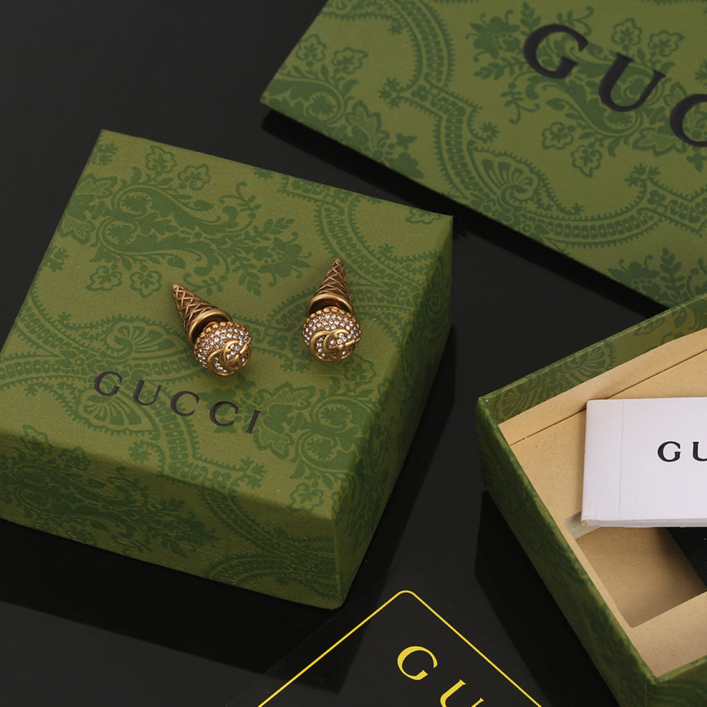 Gucci Double Vintage 18K Gold Earrings