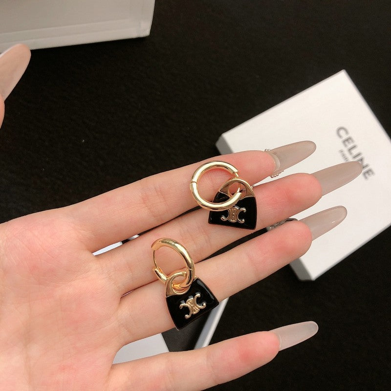 Celine Black Bag Gold 18K Gold Earrings