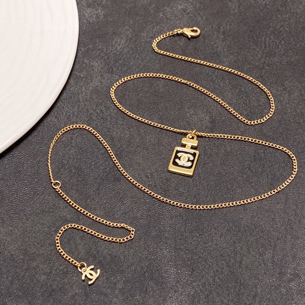 Chanel Perfume Bottle 18K Gold Necklace