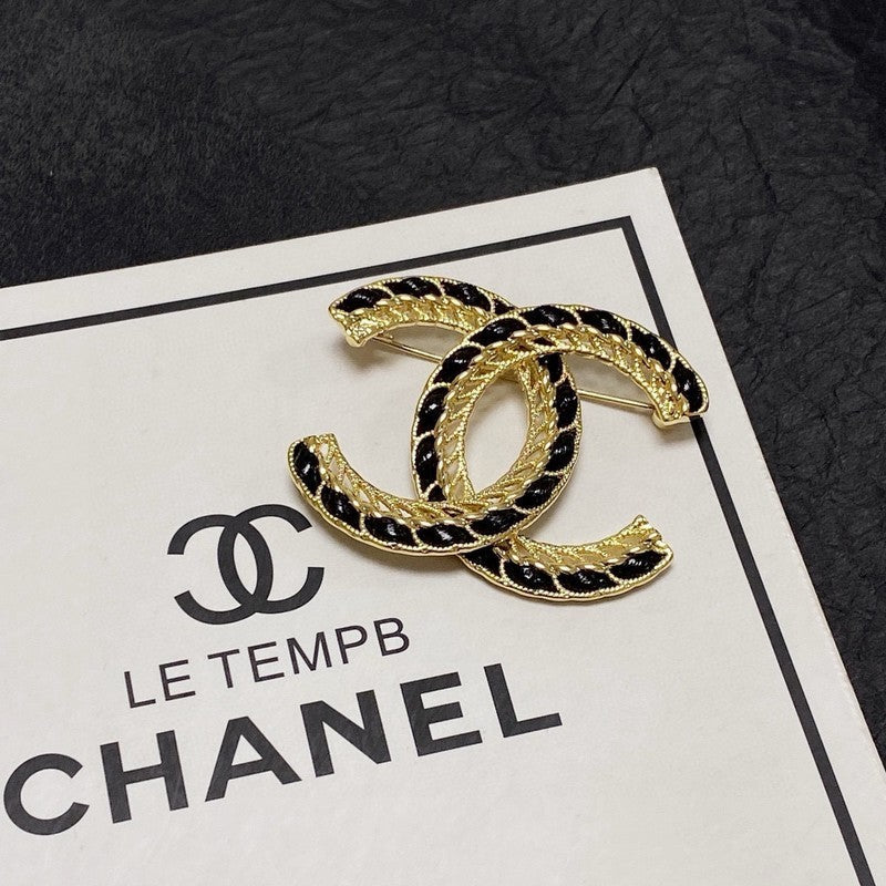 Chanel Leather Gold 18K Gold Brooch