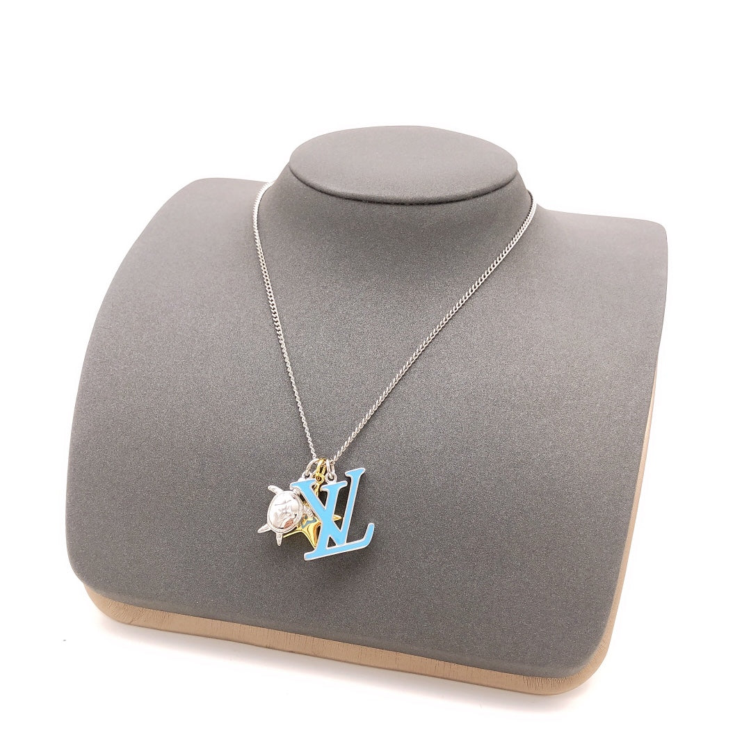 Louis Vuitton Turquoise Chain 18K Gold Necklace
