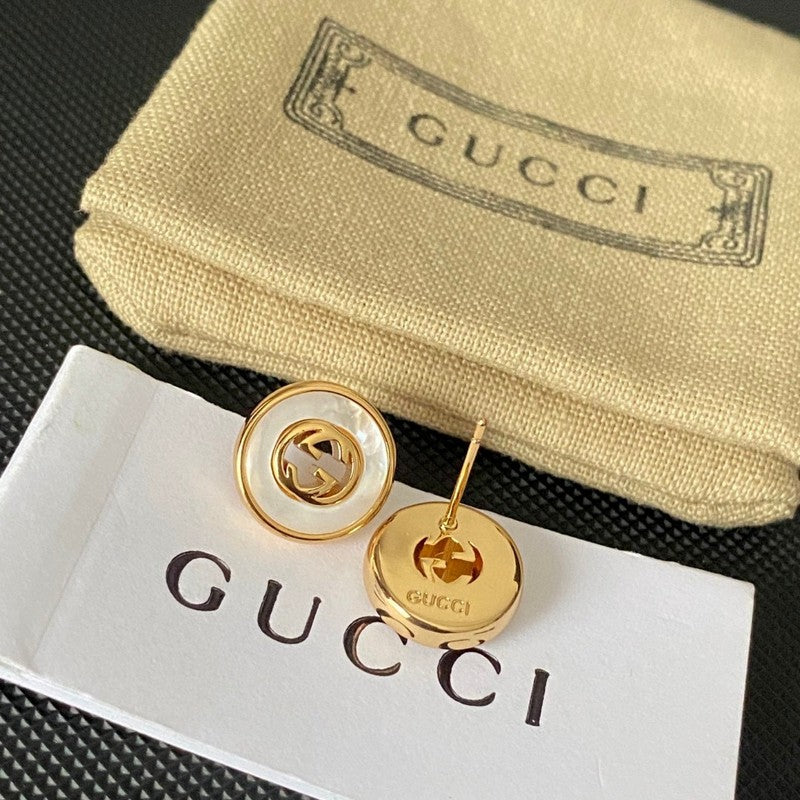 Gucci Double Gold Pearl 18K Gold Earrings
