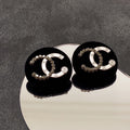 Chanel Black Resin Crystals 18K Gold Earrings