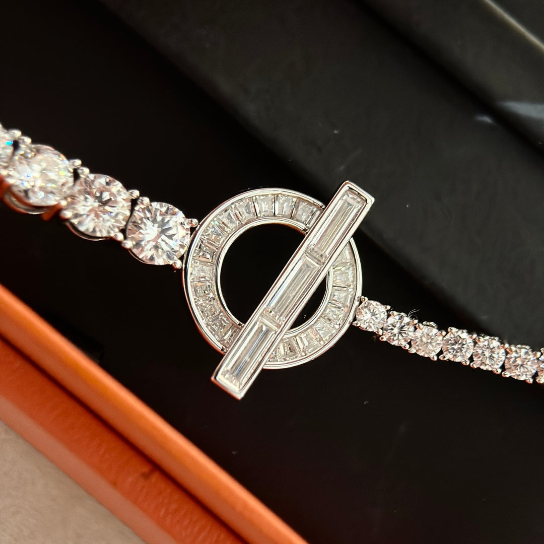 Hermes Finesse Link Diamond 18K Gold Bracelet