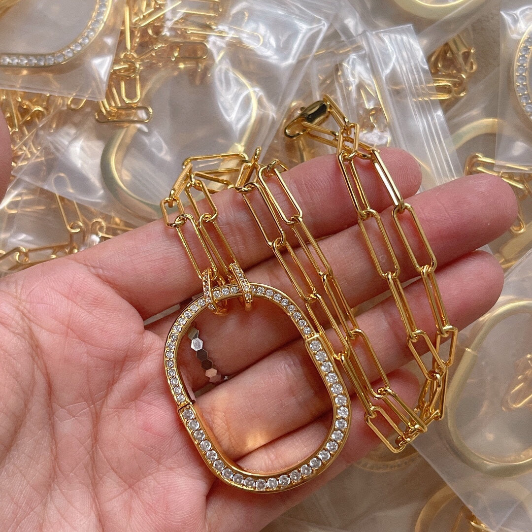 Tiffany Lock Pendant Pave Diamonds 18K Gold Necklace