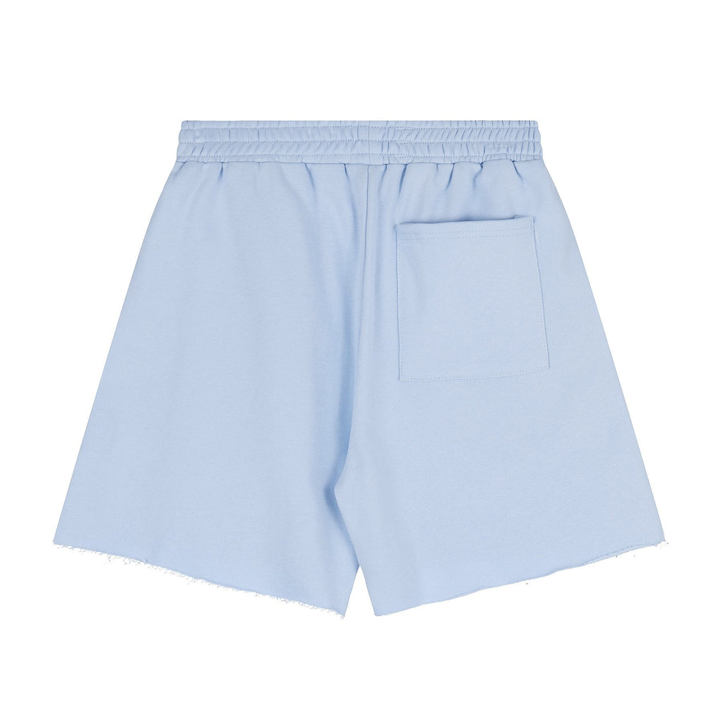 Sp5der Curved Wordmark Raw-Hem Shorts — back