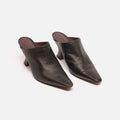 Bottega Veneta Black Leather Heeled Mules